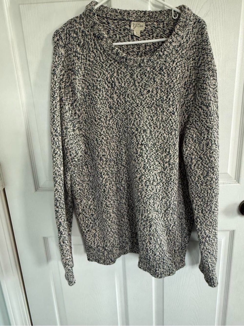 J. Crew 100% Cotton Heritage Blue Sweater Large Chunky Fall Oversized Slouchy